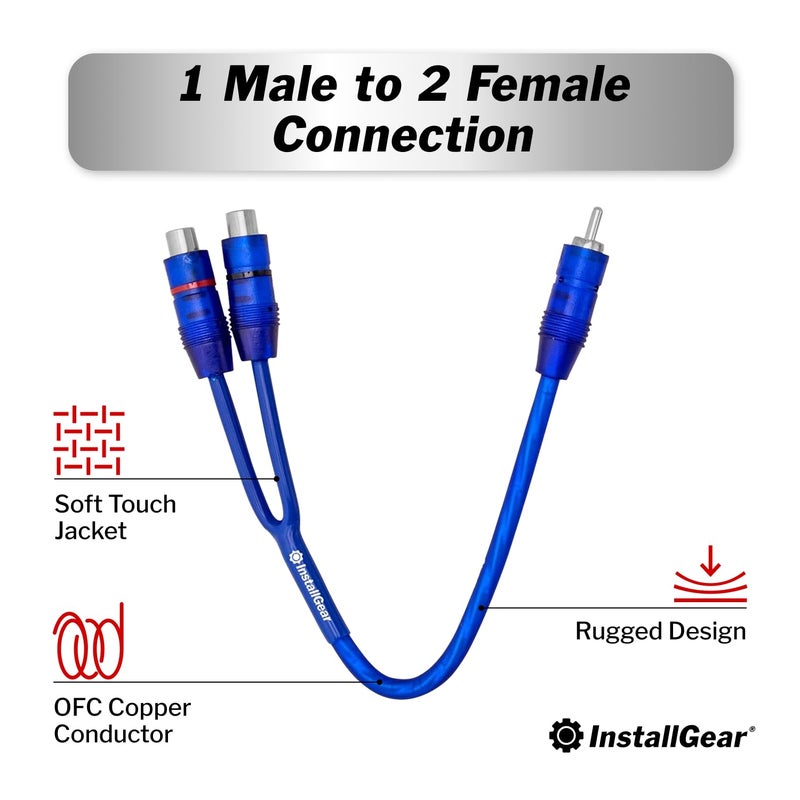 InstallGear 1 ft Shielded 1 Male to 2 Female RCA Y Adapter Splitter Connector - RCA Splitter, 2 Pack - Image 5